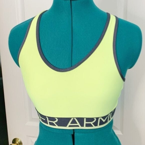 Under Armour Racer Back Fluorescent Unpadded Lightweight Sports Bra - Picture 5 of 7